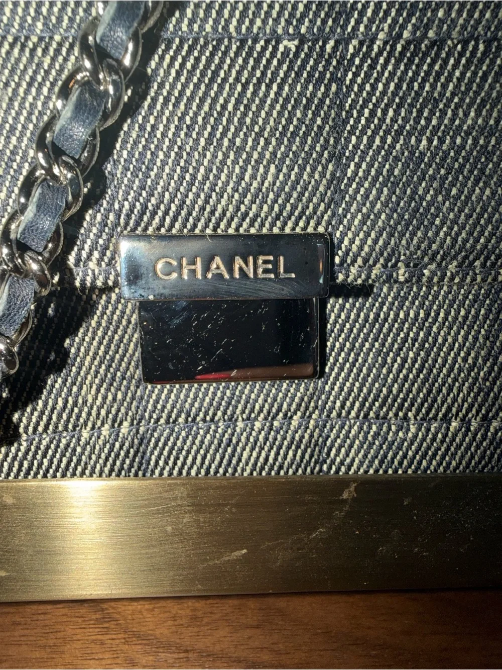 🖤 CHANEL Denim East West Chocolate Bar Handbag